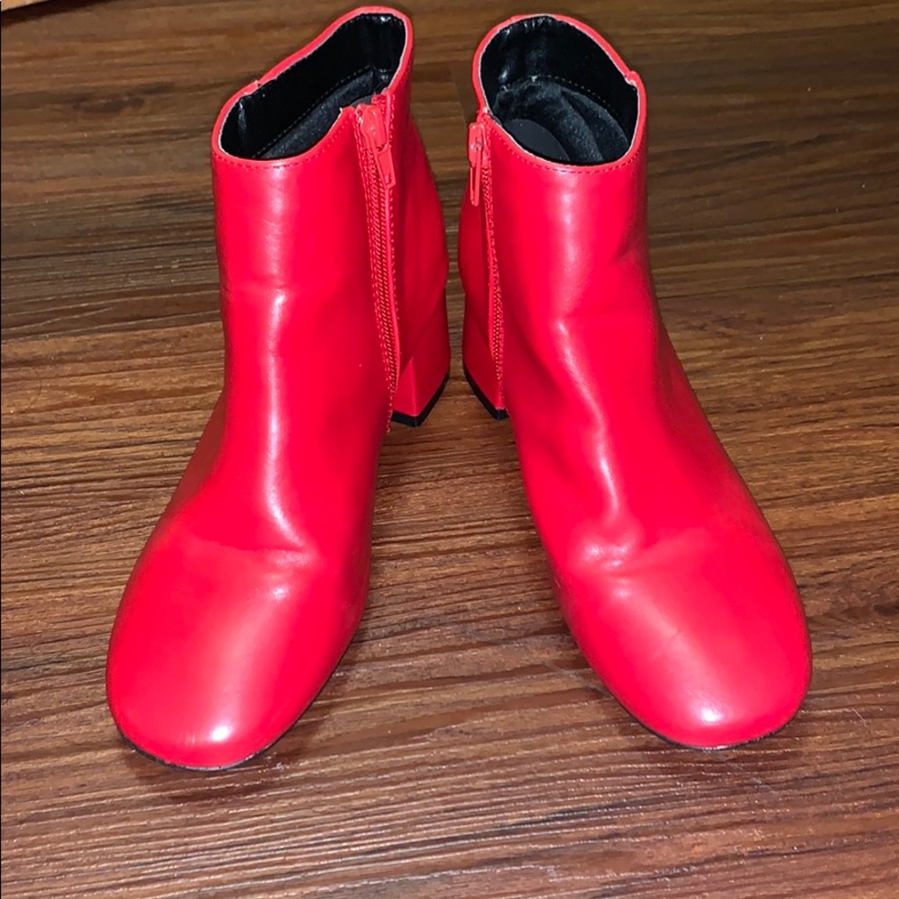 Dolls Kill Red Faux Leather Boots